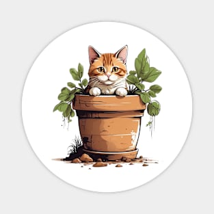 Cat In Plants Magnet